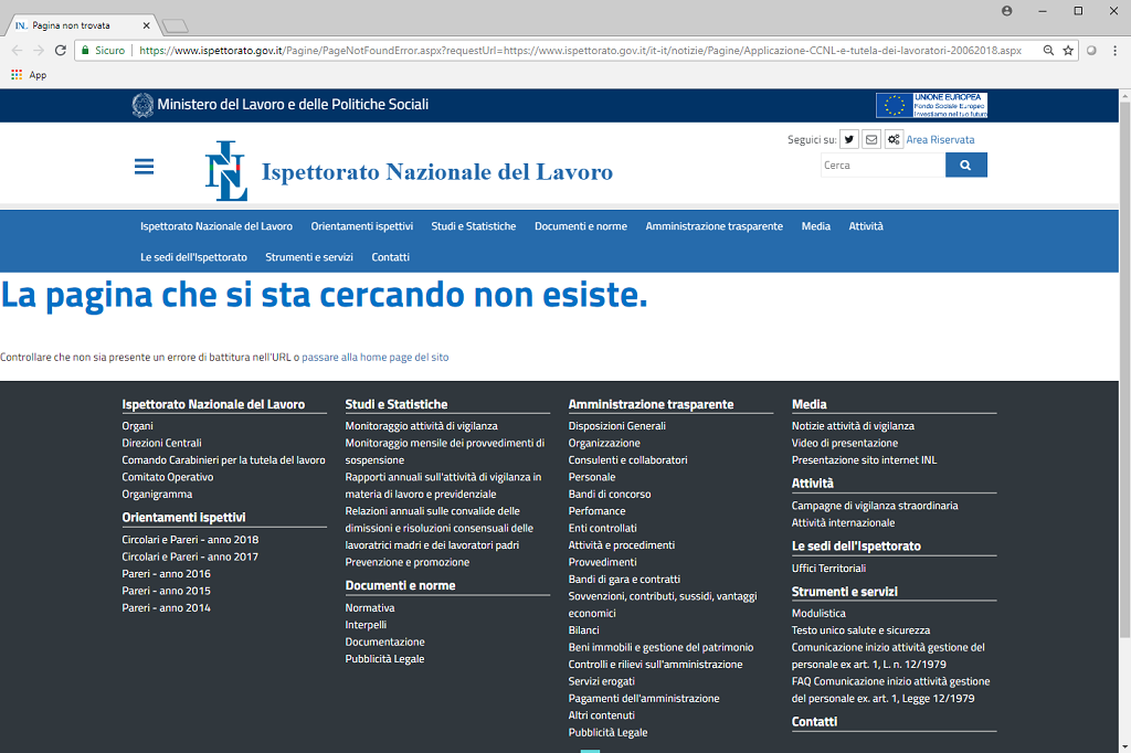 CANCELLATA LA NOTA PERSECUTORIA DELL’ISPETTORATO NAZIONALE DEL LAVORO SUI CONTRATTI   COLLETTIVI,  GIUSTIZIA È FATTA!