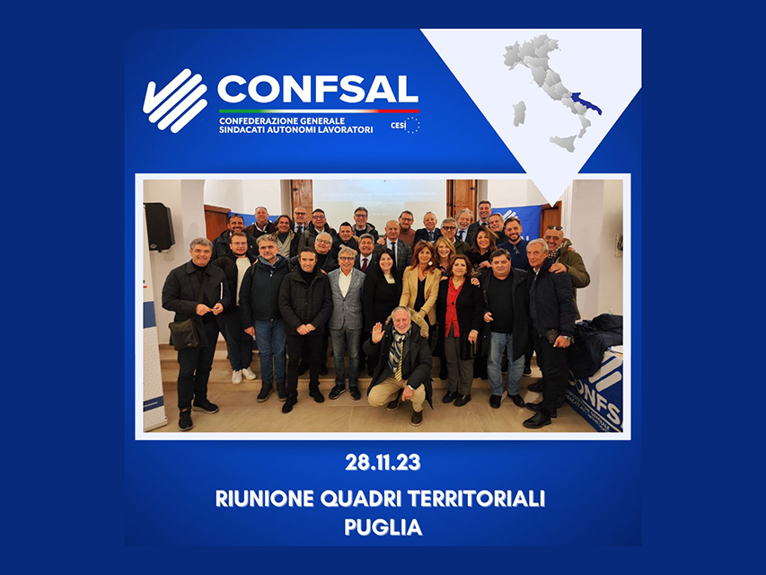 La CONFSAL sul territorio: 6° tappa incontro con i quadri territoriali Puglia